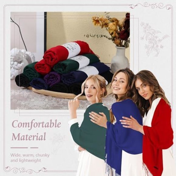 50 Pack Pashmina Shawls And Wraps Bulk Wedding Favors Bridal Shawls Gifts For🙀 - Picture 3 of 7